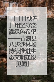 「甘快看」用坚守浇灌绿色希望——古浪县八步沙林场持续推进生态文明建设见闻