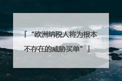 “欧洲纳税人将为根本不存在的威胁买单”