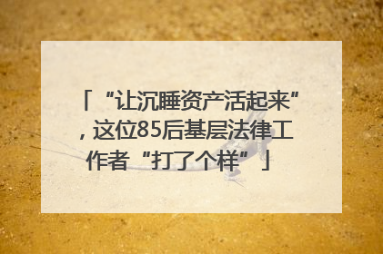 “让沉睡资产活起来”，这位85后基层法律工作者“打了个样”