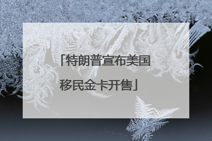 特朗普宣布美国移民金卡开售