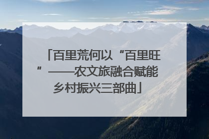 百里荒何以“百里旺”——农文旅融合赋能乡村振兴三部曲