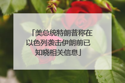 美总统特朗普称在以色列袭击伊朗前已知晓相关信息