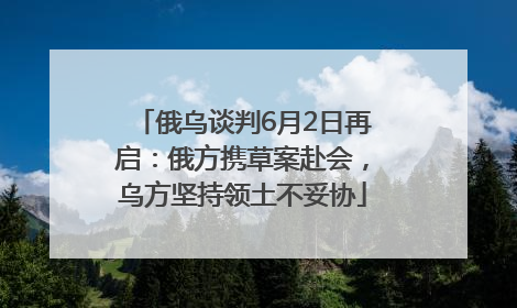 俄乌谈判6月2日再启：俄方携草案赴会，乌方坚持领土不妥协