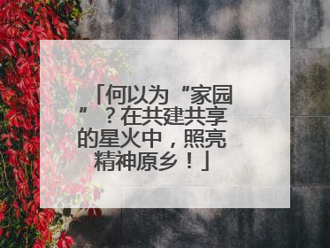 何以为“家园”？在共建共享的星火中，照亮精神原乡！