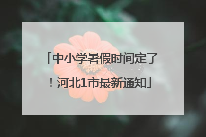 中小学暑假时间定了！河北1市最新通知