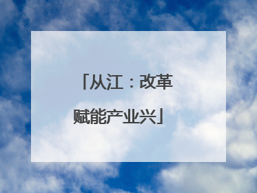 从江：改革赋能产业兴