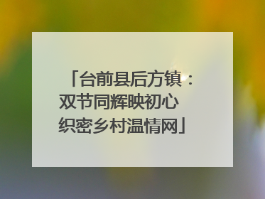 台前县后方镇：双节同辉映初心 织密乡村温情网
