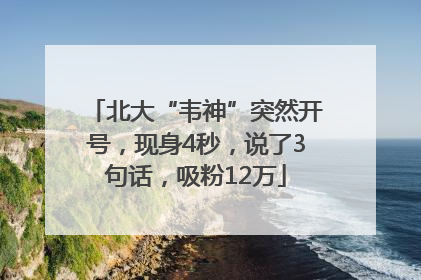 北大“韦神”突然开号，现身4秒，说了3句话，吸粉12万