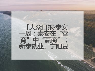 大众日报·泰安一周：泰安在“营商”中“赢商”；新泰就业、宁阳夏收工作上要闻