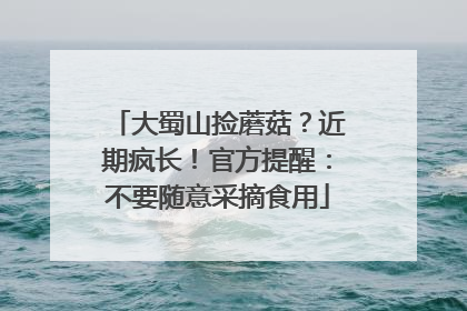 大蜀山捡蘑菇？近期疯长！官方提醒：不要随意采摘食用