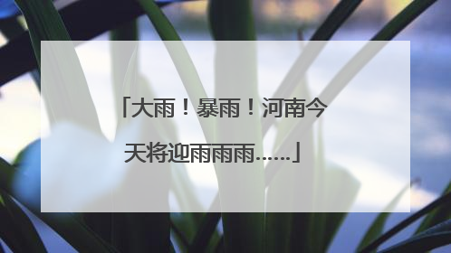 大雨！暴雨！河南今天将迎雨雨雨……