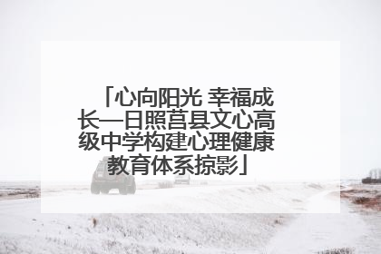 心向阳光 幸福成长—日照莒县文心高级中学构建心理健康教育体系掠影