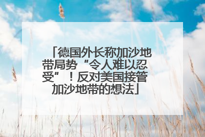 德国外长称加沙地带局势“令人难以忍受”！反对美国接管加沙地带的想法