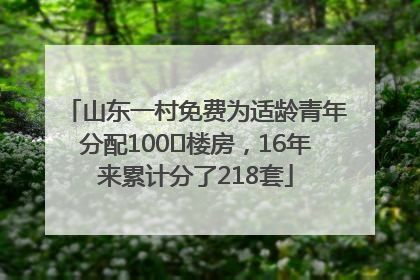 山东一村免费为适龄青年分配100㎡楼房，16年来累计分了218套