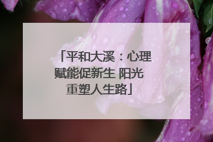 平和大溪：心理赋能促新生 阳光重塑人生路