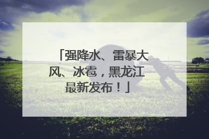 强降水、雷暴大风、冰雹，黑龙江最新发布！