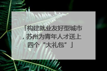 构建就业友好型城市，苏州为青年人才送上四个“大礼包”