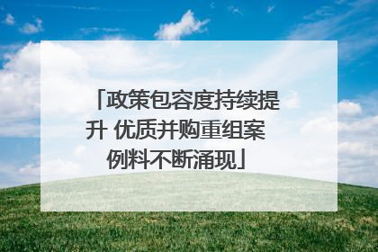 政策包容度持续提升 优质并购重组案例料不断涌现