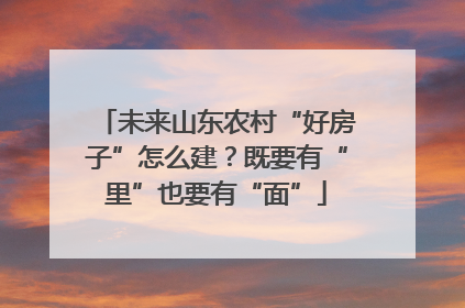 未来山东农村“好房子”怎么建？既要有“里”也要有“面”