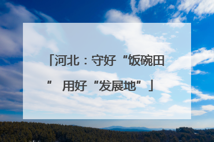 河北：守好“饭碗田” 用好“发展地”