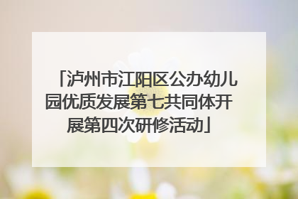泸州市江阳区公办幼儿园优质发展第七共同体开展第四次研修活动