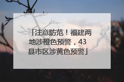 注意防范！福建两地涉橙色预警，43县市区涉黄色预警