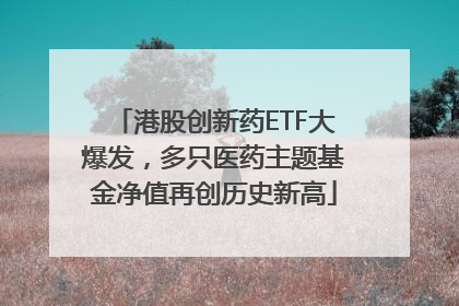港股创新药ETF大爆发，多只医药主题基金净值再创历史新高
