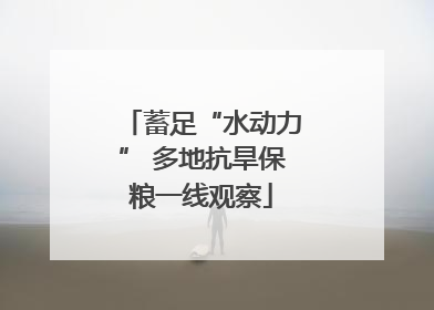 蓄足“水动力” 多地抗旱保粮一线观察