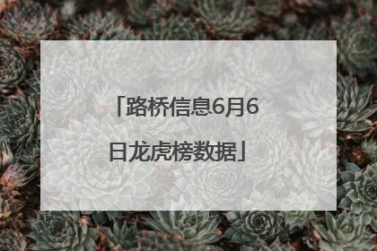 路桥信息6月6日龙虎榜数据