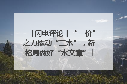 闪电评论丨“一价”之力撬动“三水”，新格局做好“水文章”