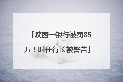 陕西一银行被罚85万！时任行长被警告