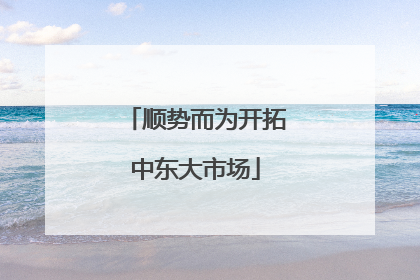 顺势而为开拓中东大市场