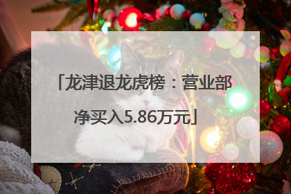 龙津退龙虎榜：营业部净买入5.86万元