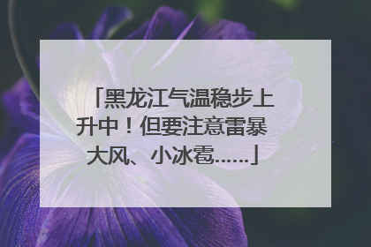 黑龙江气温稳步上升中！但要注意雷暴大风、小冰雹……