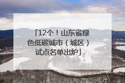 12个！山东省绿色低碳城市（城区）试点名单出炉