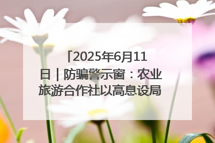 2025年6月11日｜防骗警示窗：农业旅游合作社以高息设局，集资380万